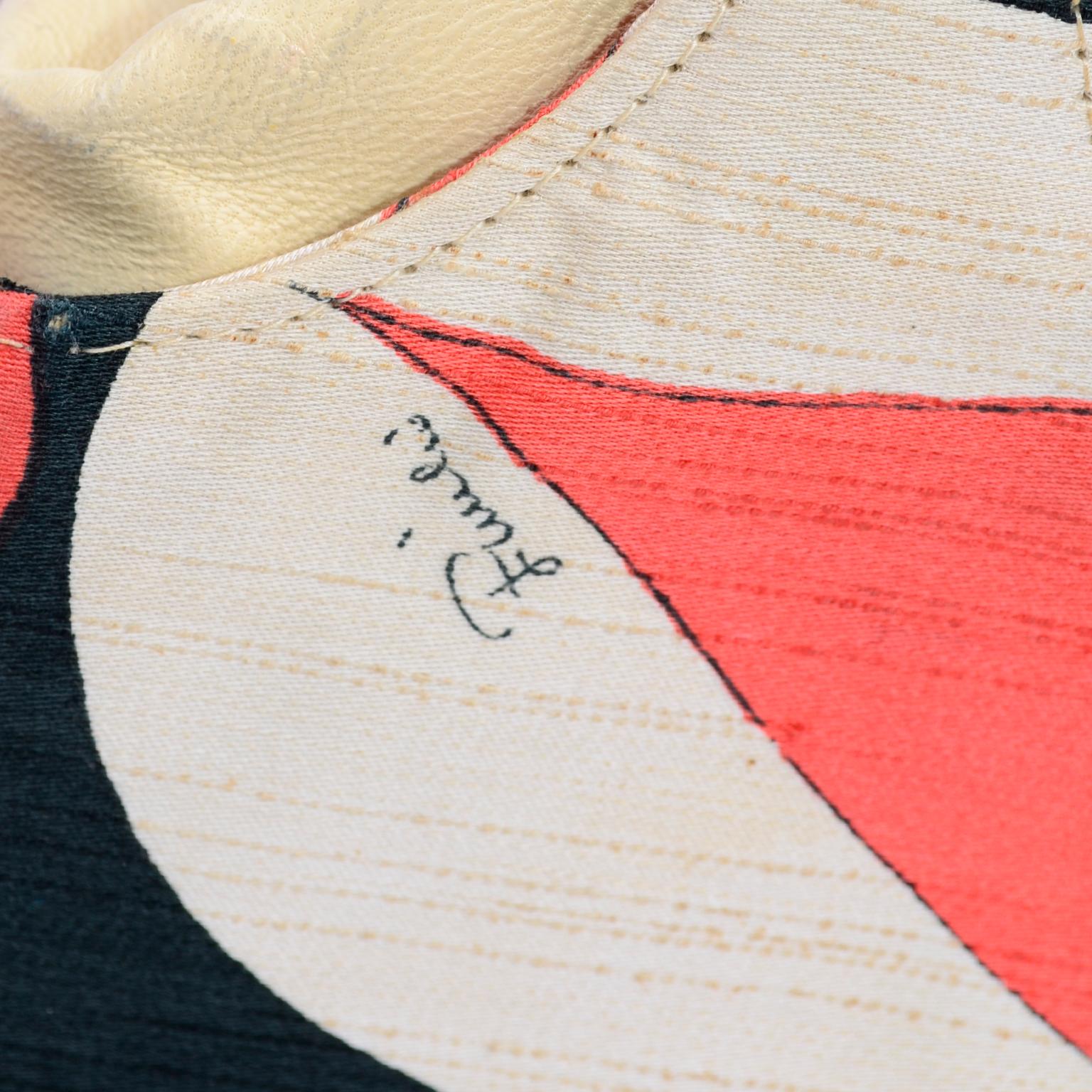 Sac à main vintage Emilio Pucci par Jana en soie brute et cuir imprimé à poignée supérieure (années 1960) Pour femmes en vente