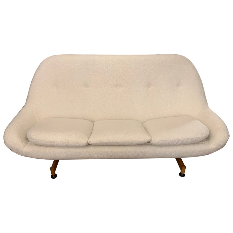 1960s Vintage English Greaves and Thomas 'Egg' Sofa in White