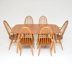 1960's Vintage Ercol Grand Windsor Table and 6 Quaker Chairs