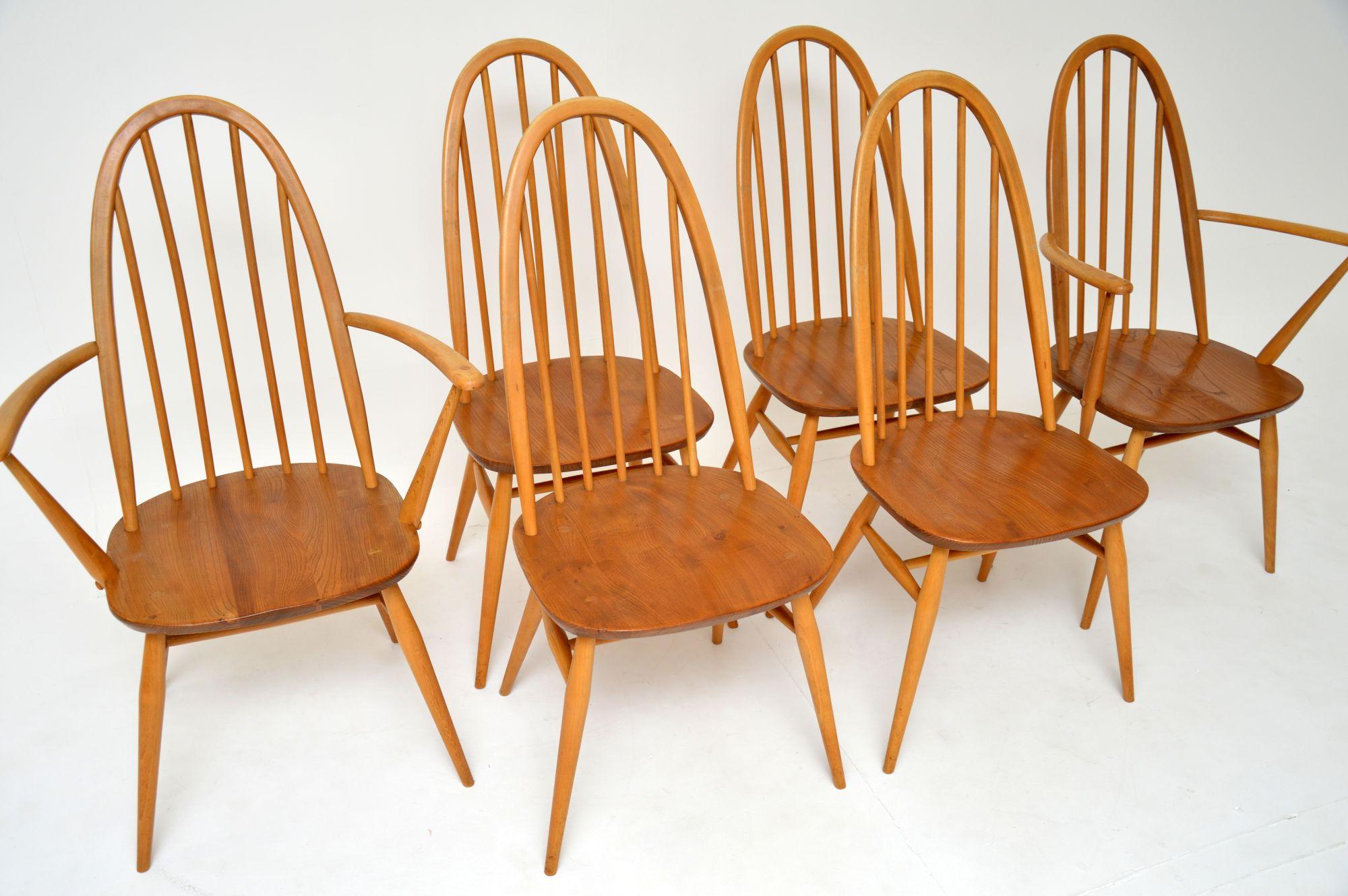 1960's Vintage Ercol Grand Windsor Table and 6 Quaker Chairs 2