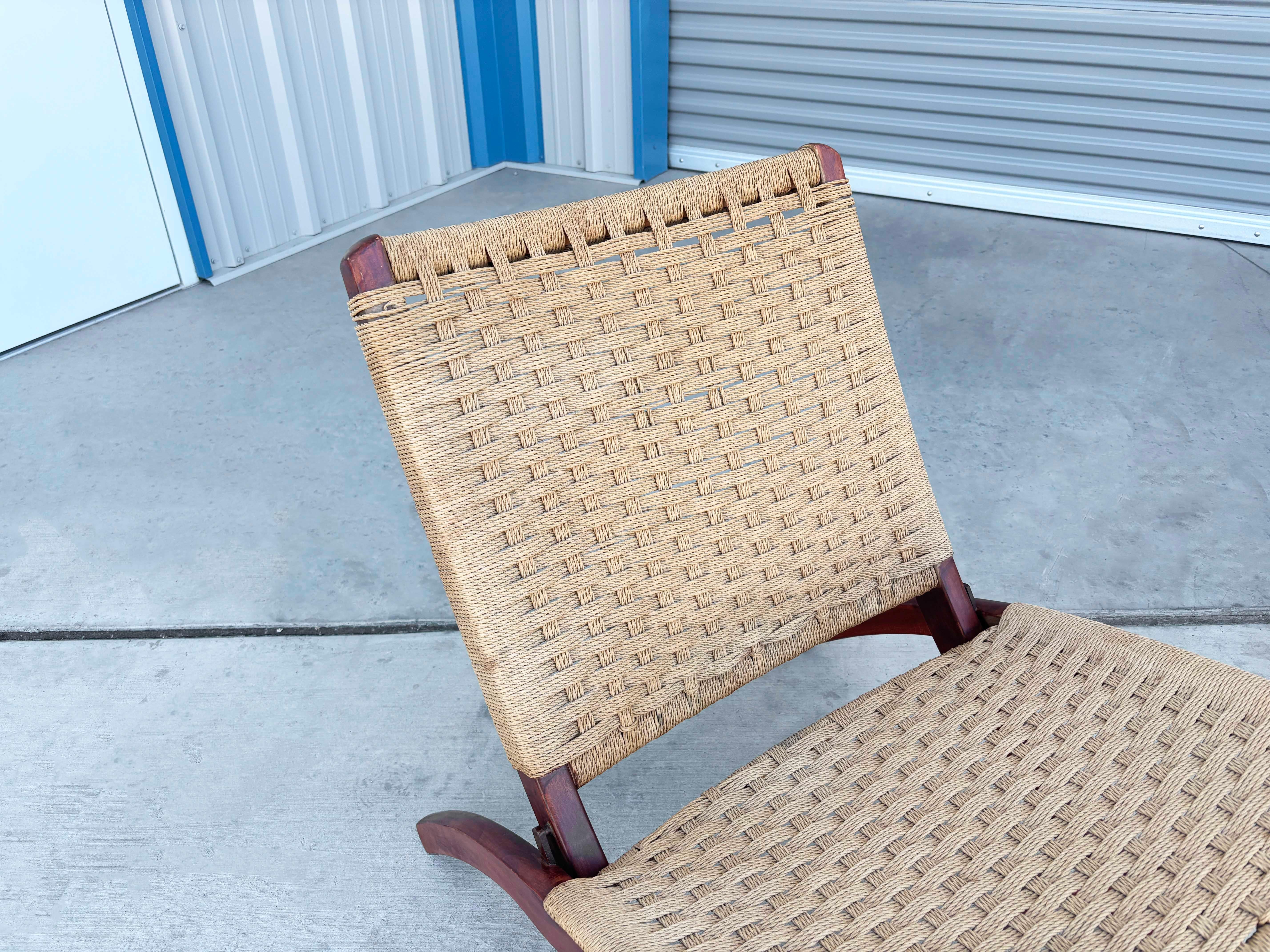 1960s Vintage Folding Rope Lounge Chairs by Hans Wegner - Set of 2 2