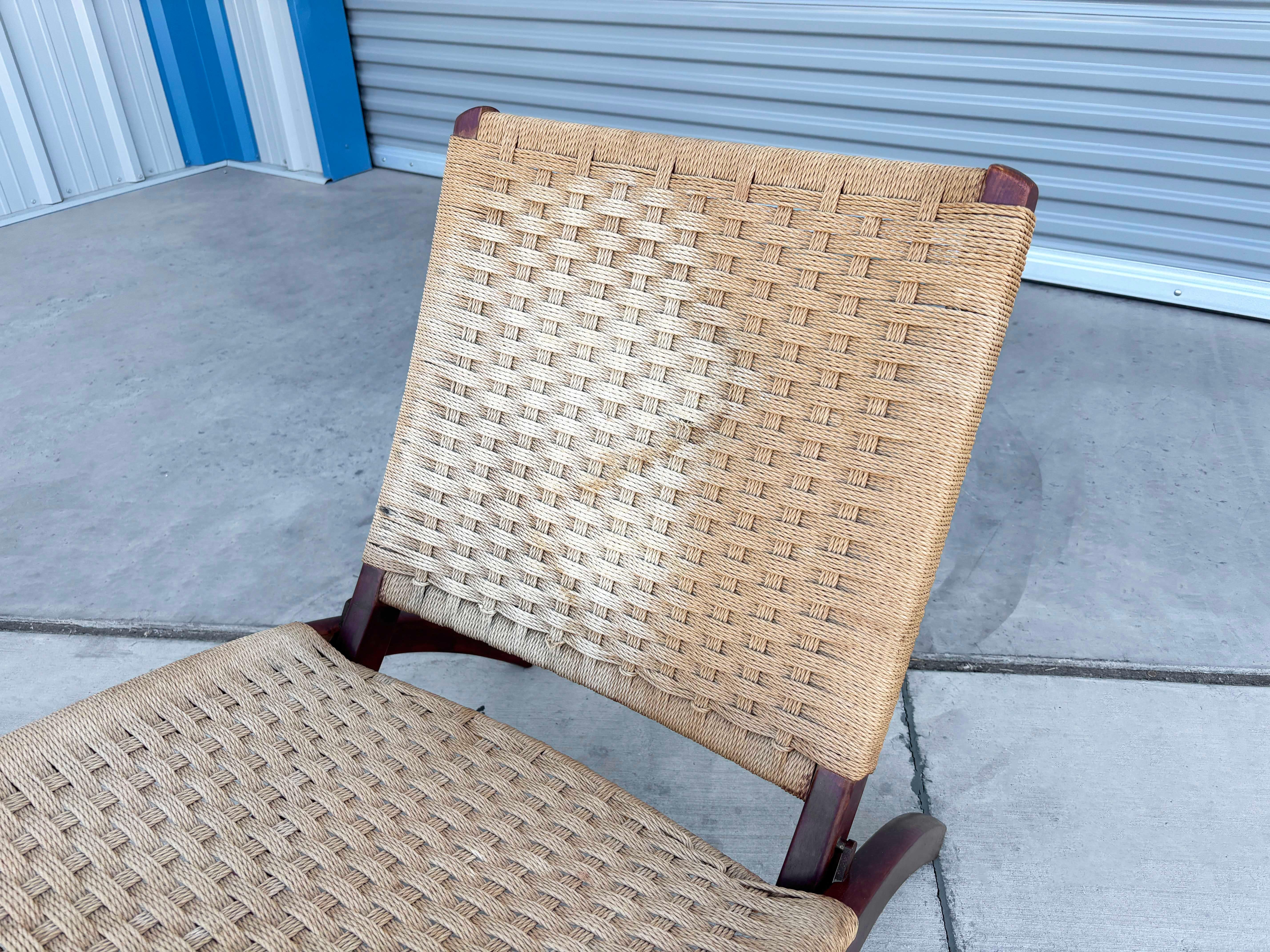 1960s Vintage Folding Rope Lounge Chairs by Hans Wegner - Set of 2 3