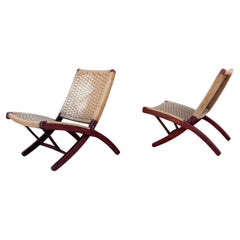 1960s Vintage Folding Rope Lounge Chairs by Hans Wegner - Set of 2