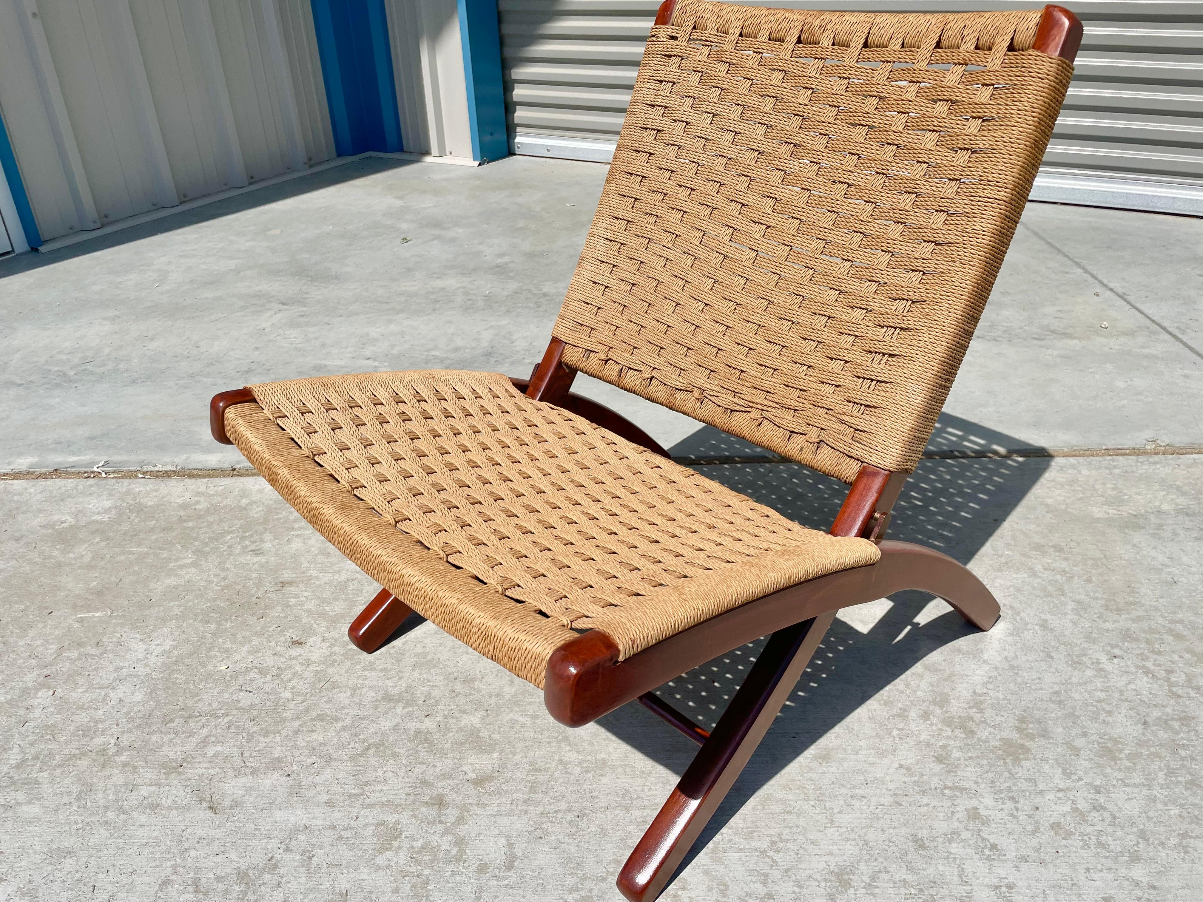 1960s Vintage Folding Rope Lounge Chairs Styled After Hans Wegner For Sale 1