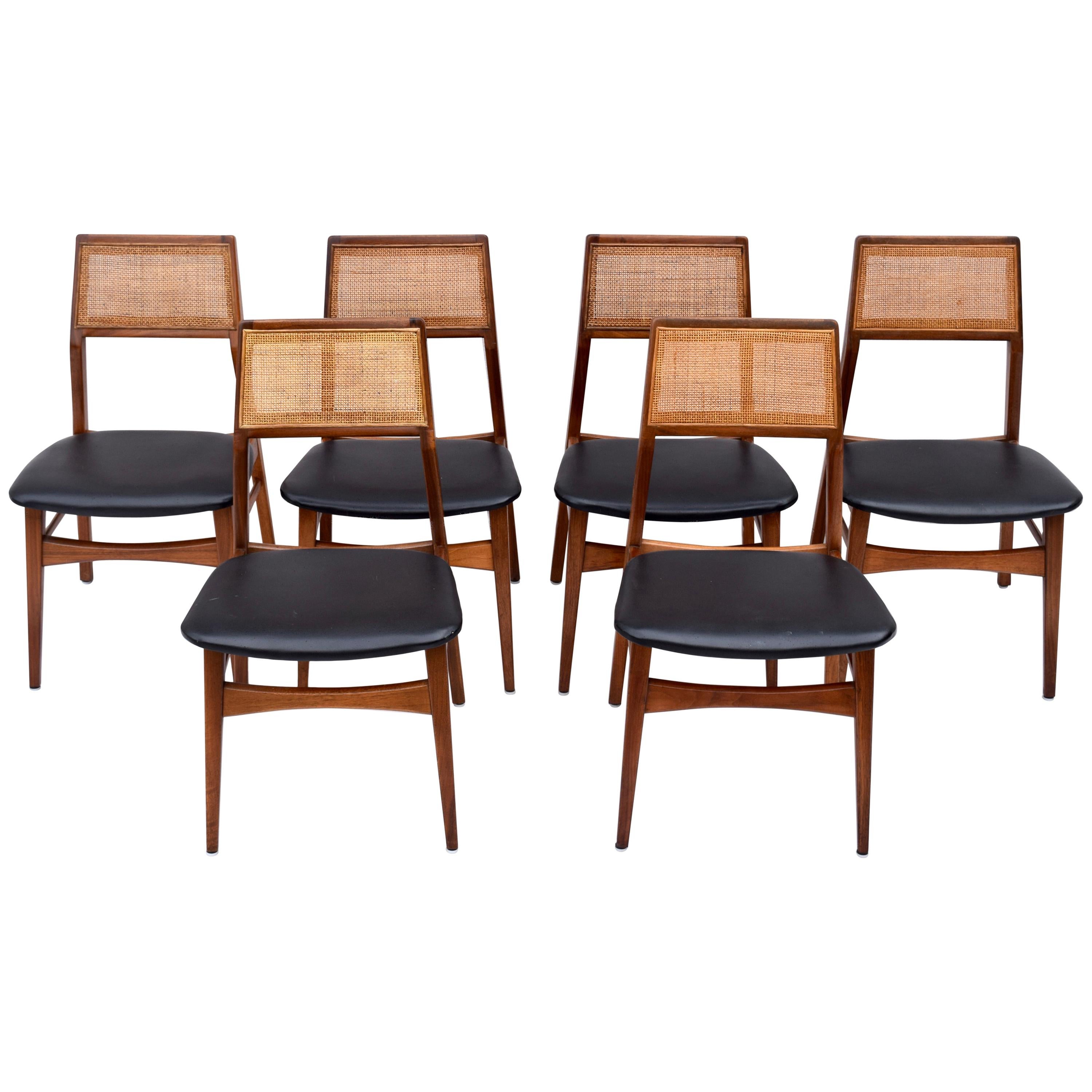 1960s Vintage Foster McDavid Walnut Dining Chairs, Set of 6