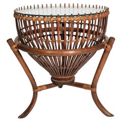 Franco Albini Style Rattan 1960s Fishing Basket Table