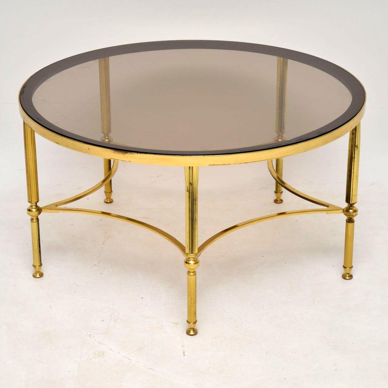 Mid-20th Century 1960s Vintage French Brass and Glass Coffee Table
