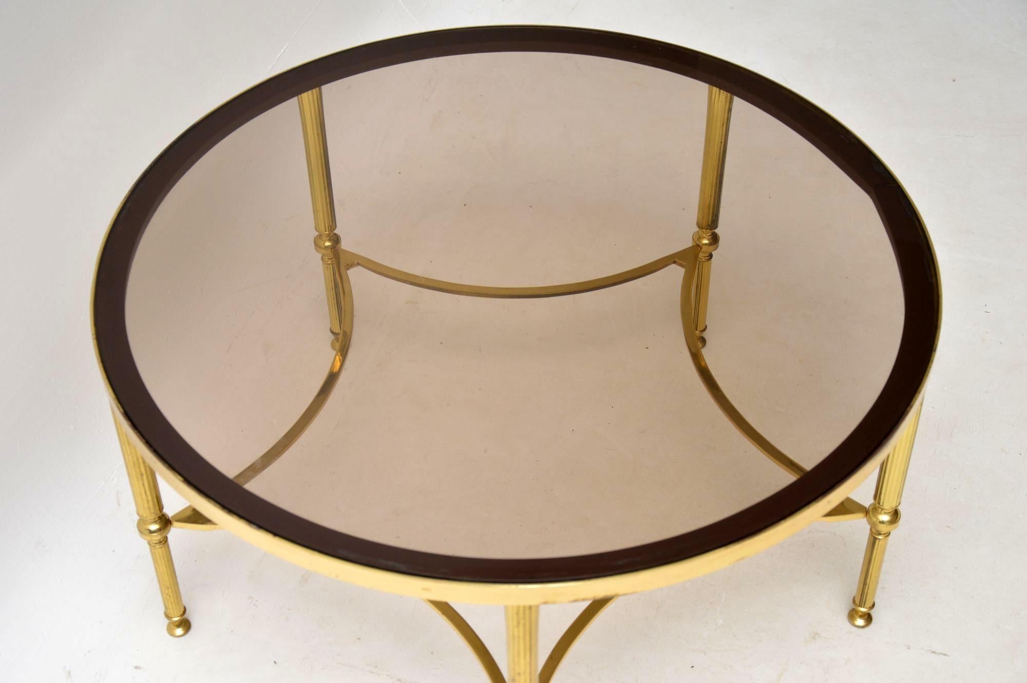 1960s Vintage French Brass and Glass Coffee Table 2