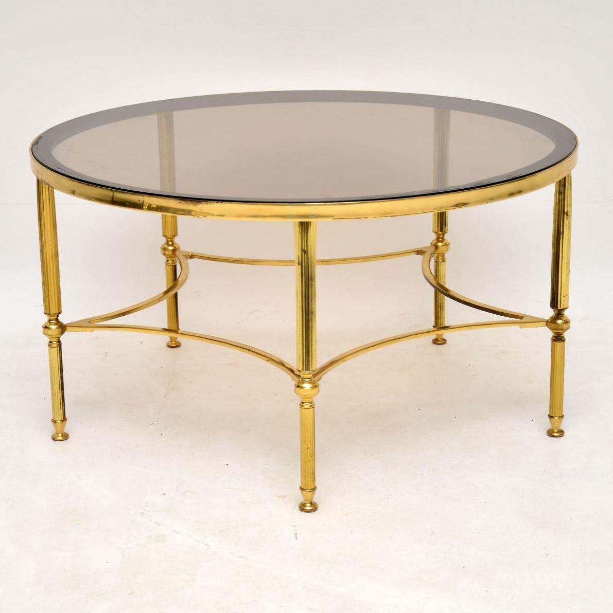 1960s Vintage French Brass and Glass Coffee Table 3