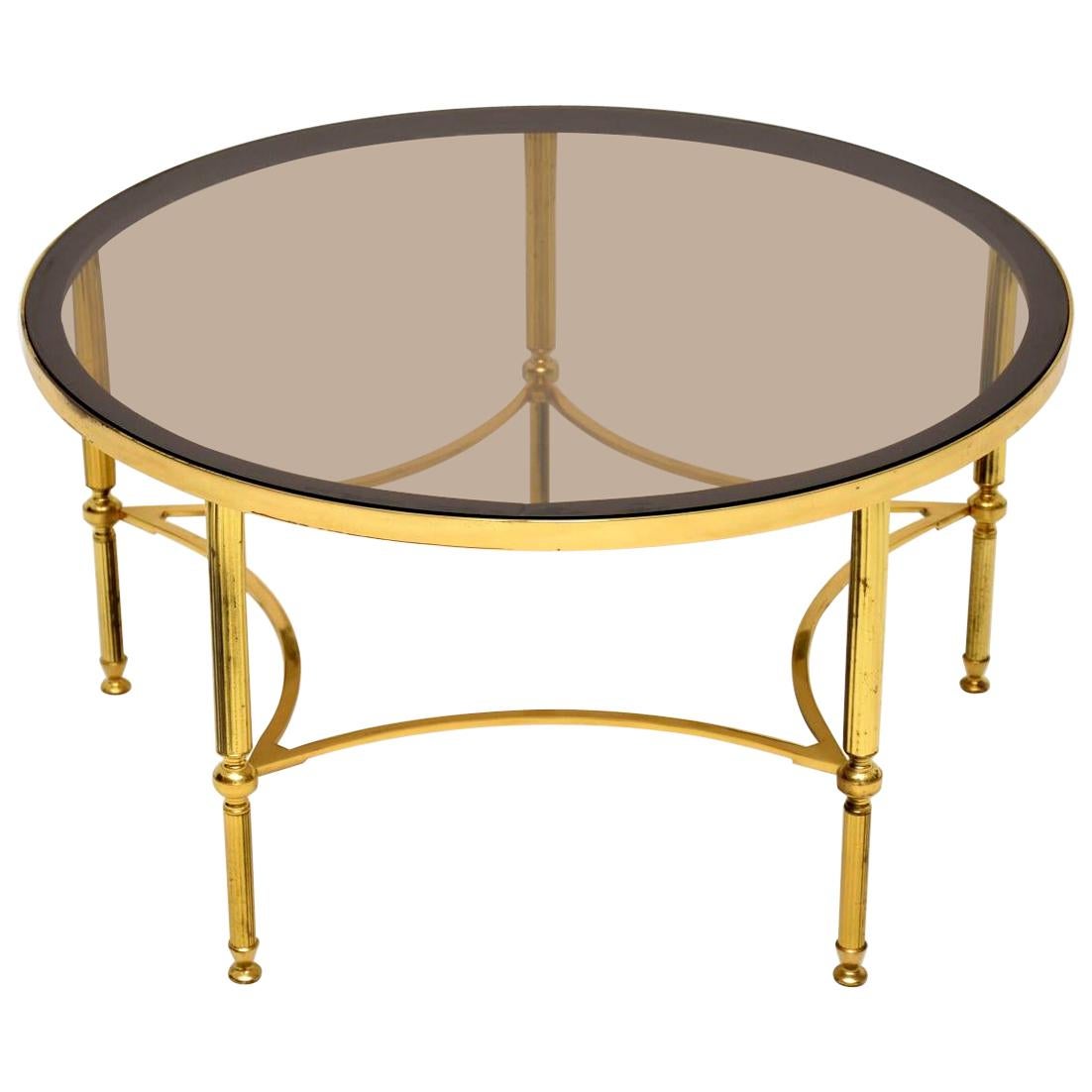1960s Vintage French Brass and Glass Coffee Table