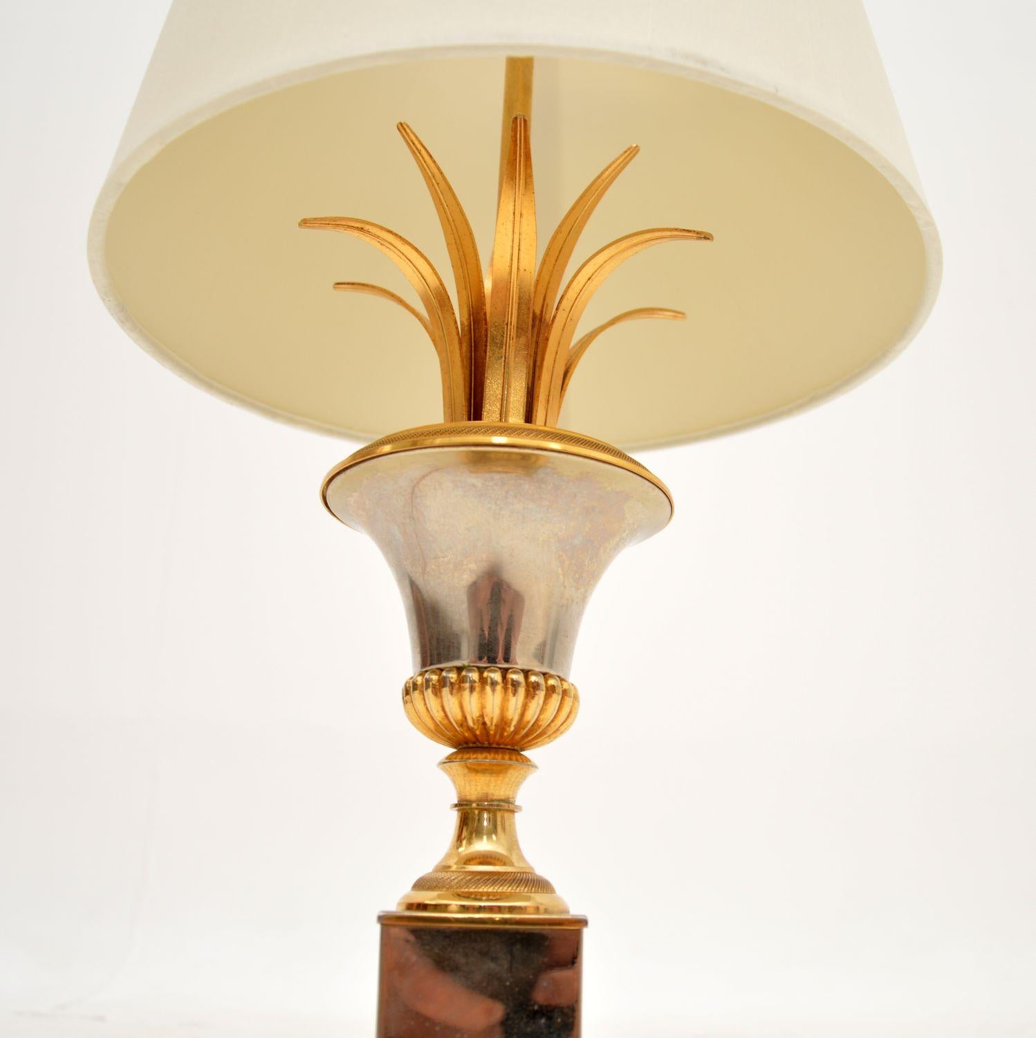 1960s Vintage French Brass & Chrome Table Lamp In Good Condition For Sale In London, GB