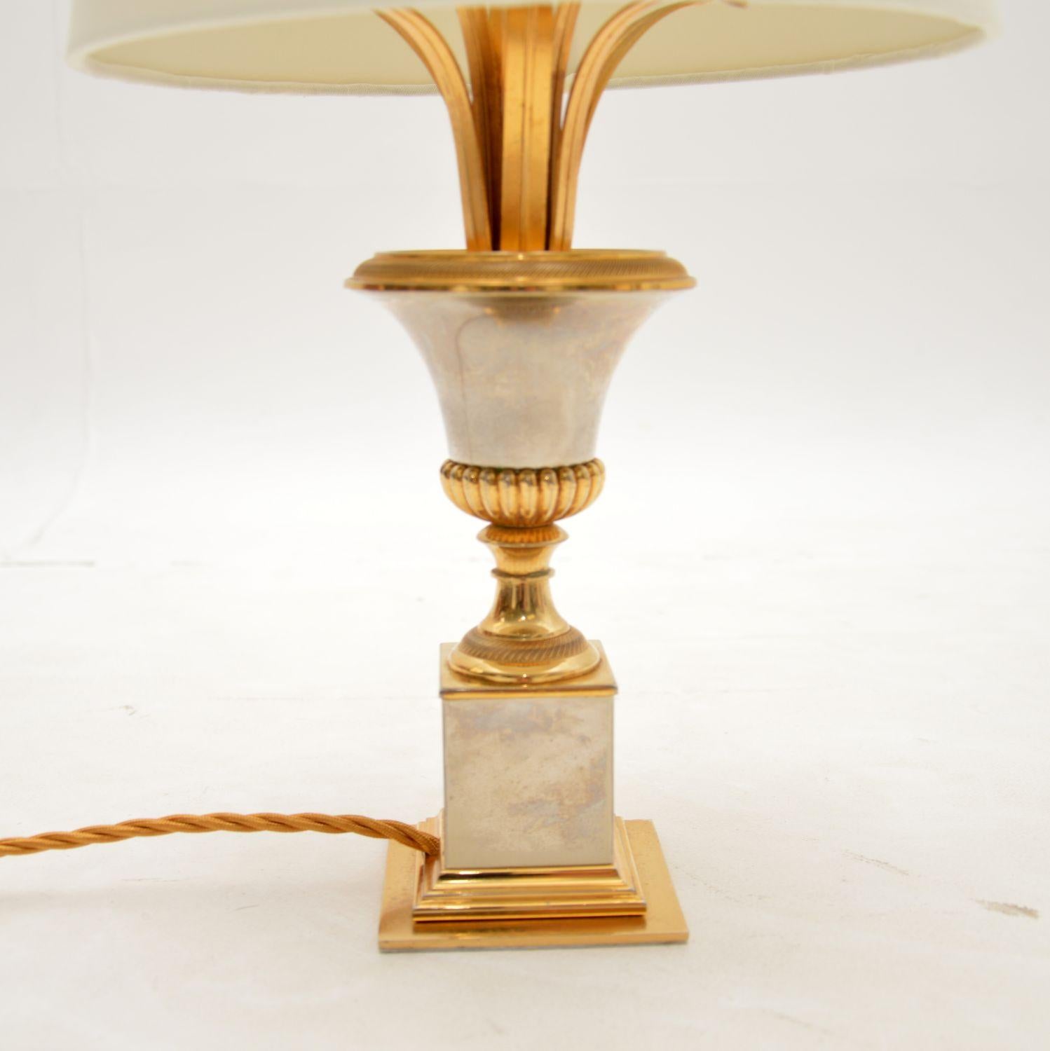 Mid-20th Century 1960s Vintage French Brass & Chrome Table Lamp For Sale