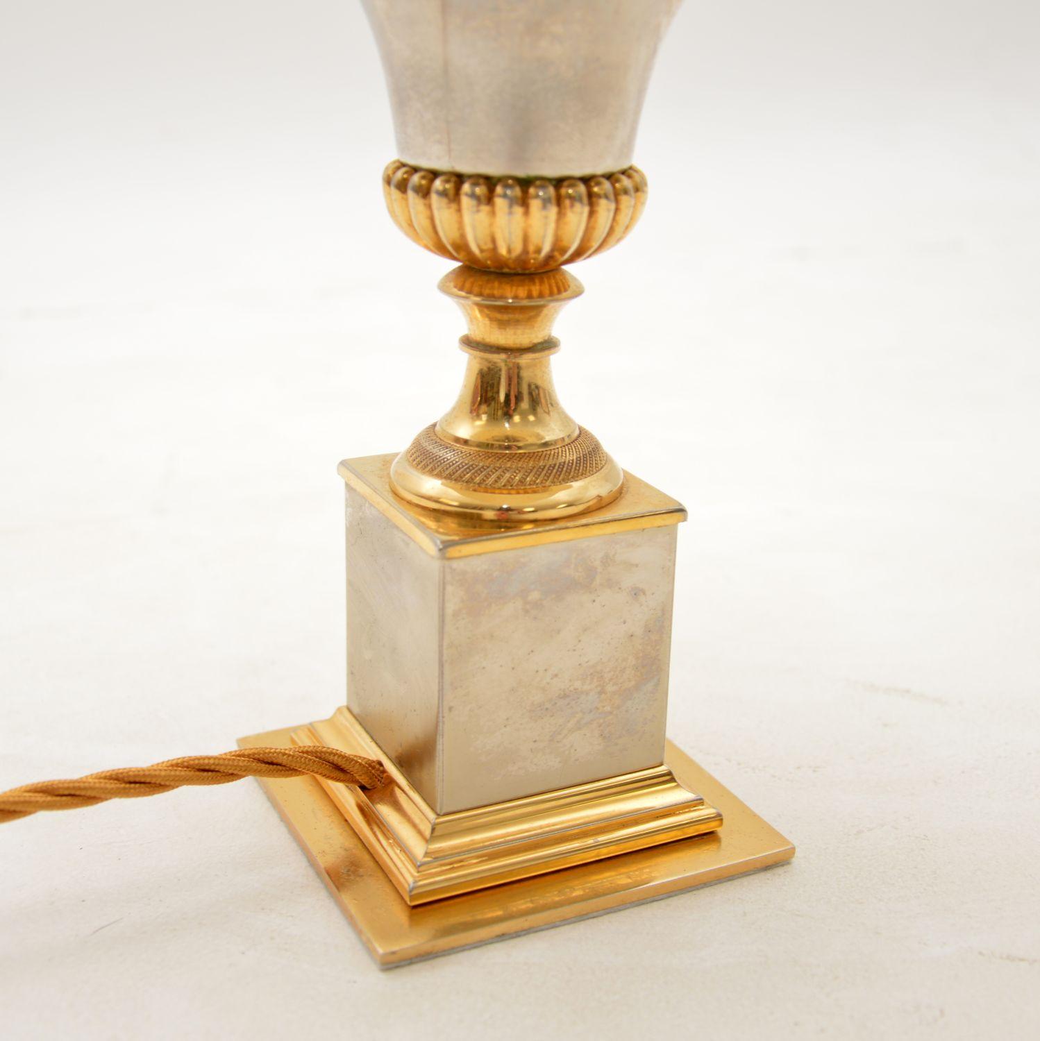 Laiton 1960s Vintage French Brass & Chrome Table Lamp en vente