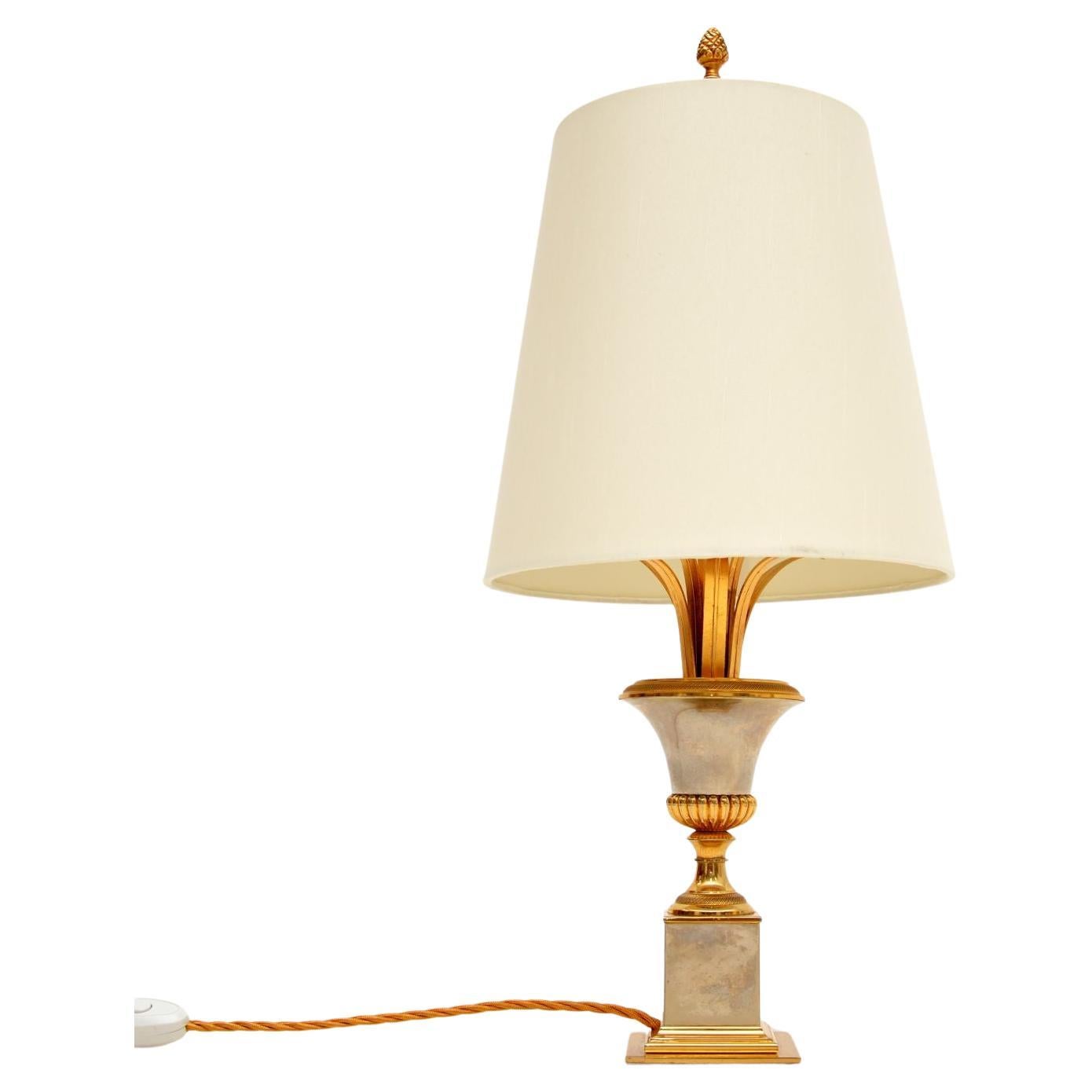 1960s Vintage French Brass & Chrome Table Lamp en vente