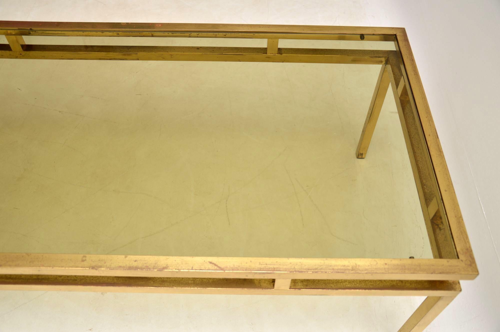 1960s Vintage French Brass and Glass Coffee Table In Good Condition In London, GB