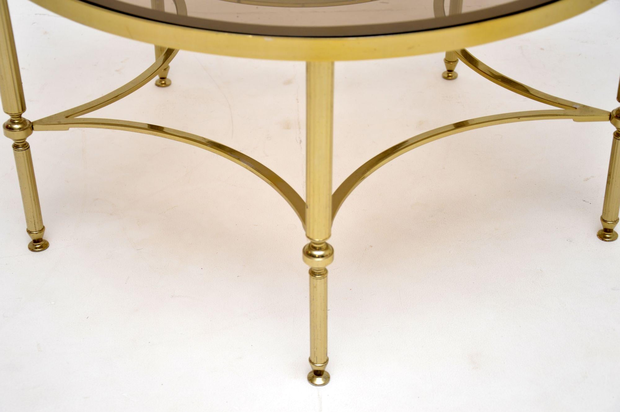 1960's Vintage French Brass & Glass Coffee Table For Sale 1
