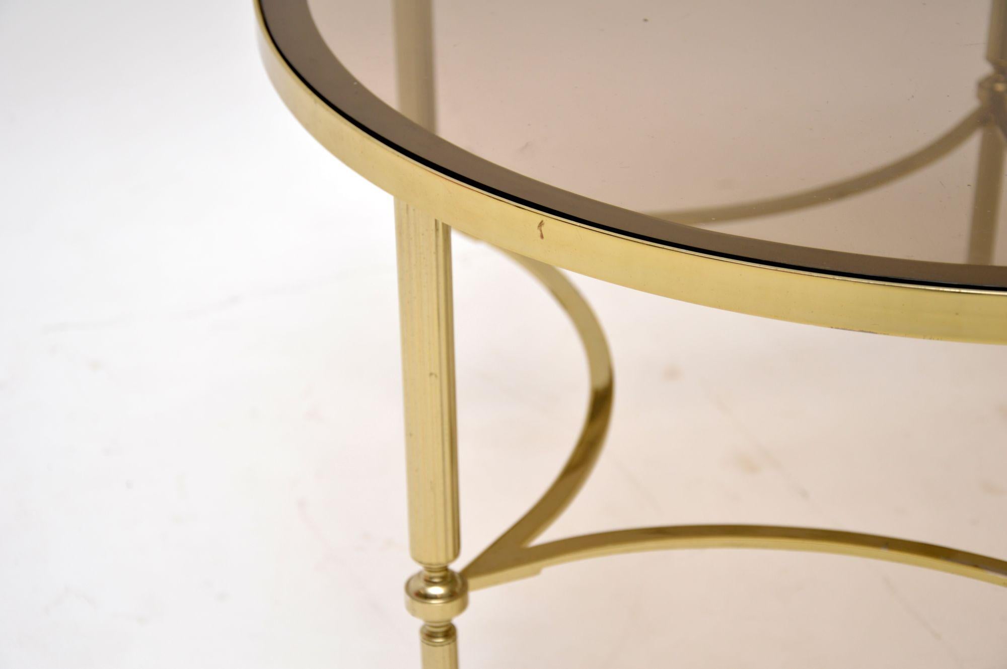 Mid-20th Century 1960's Vintage French Brass & Glass Coffee Table For Sale