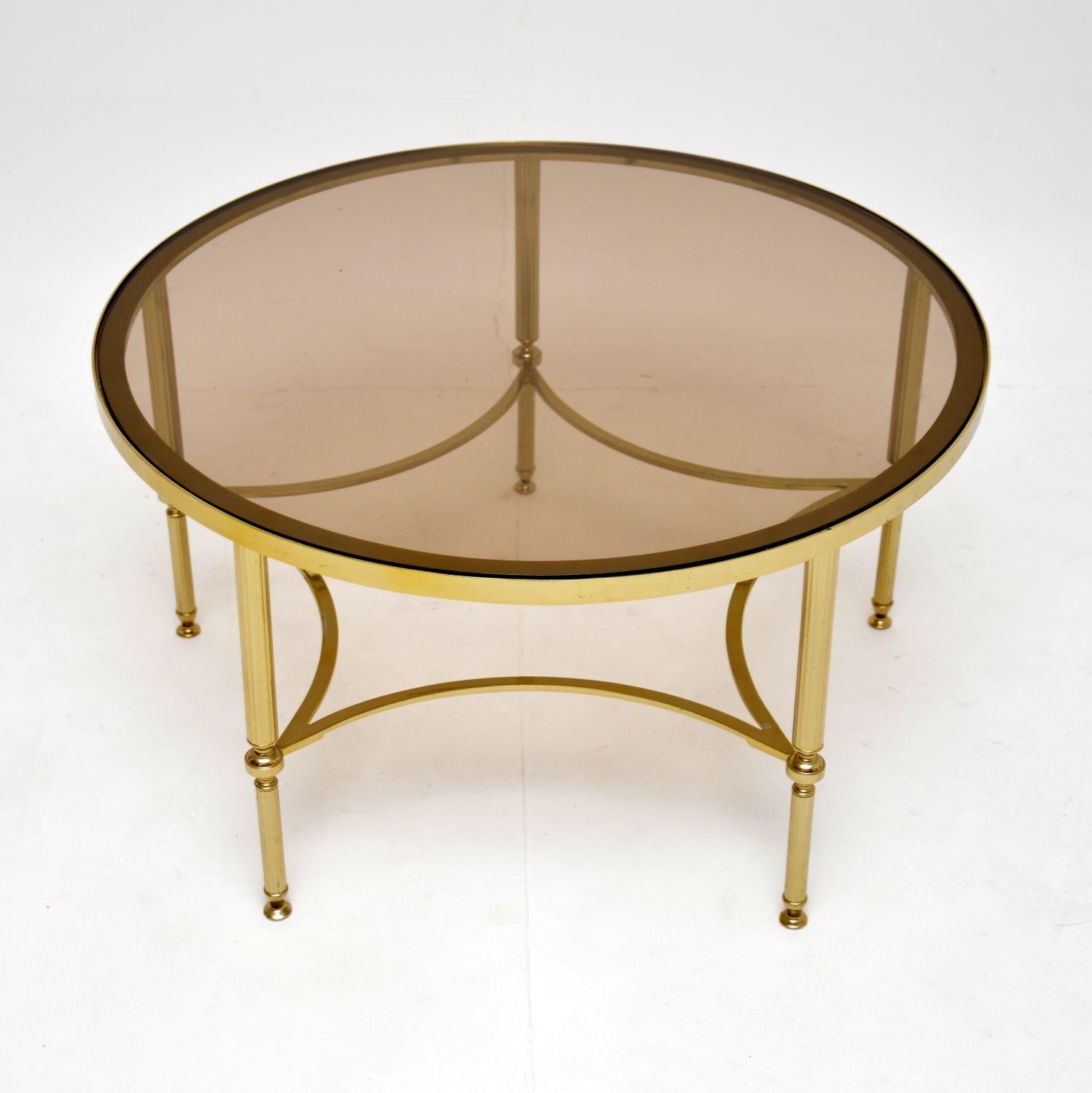 Mid-Century Modern 1960's Vintage French Brass & Glass Coffee Table For Sale
