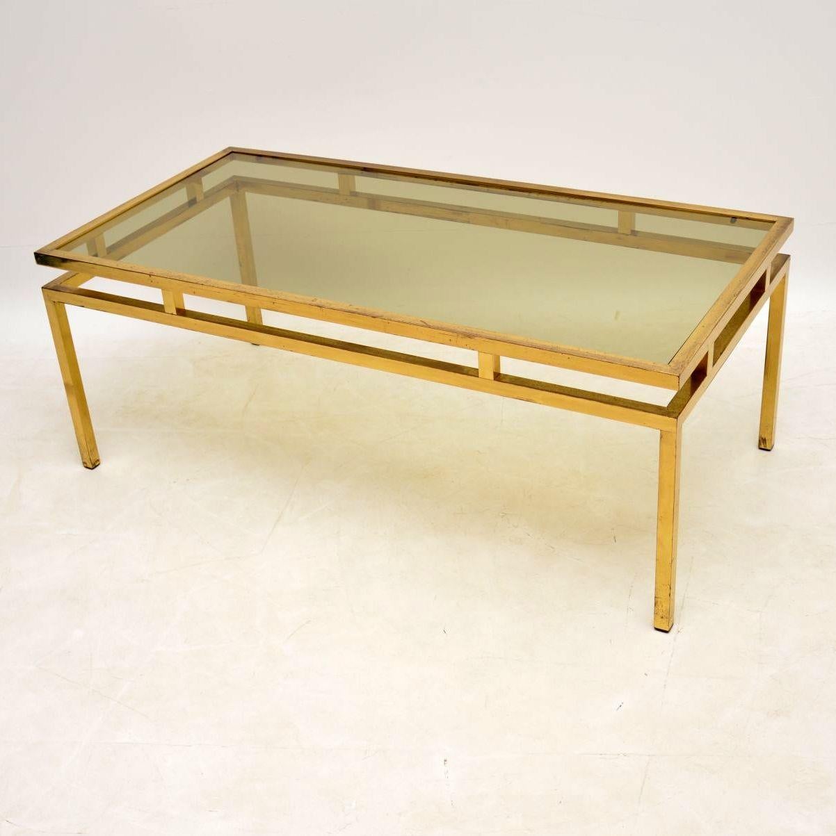 1960s Vintage French Brass and Glass Coffee Table 4