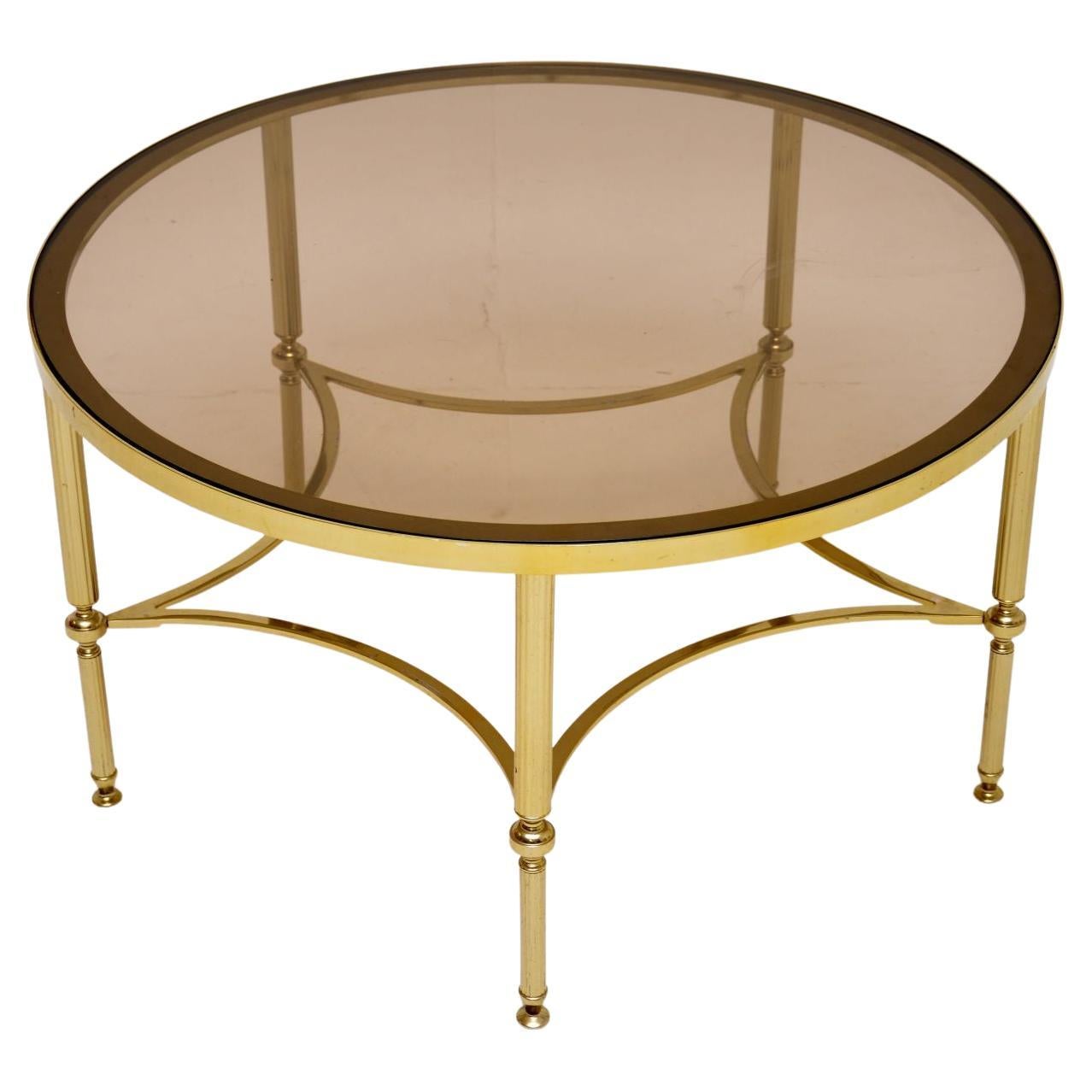 French Vintage Lucite, Brass and Glass Coffee Table at 1stDibs