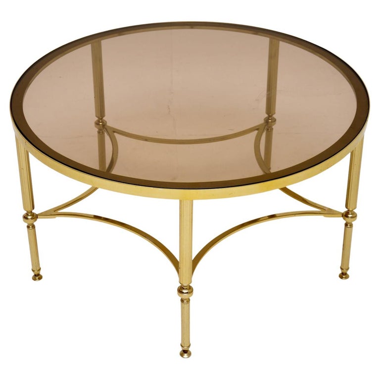 1960's Vintage French Brass and Glass Coffee Table For Sale at 1stDibs
