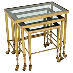 1960
s Vintage French Brass Nest of Tables