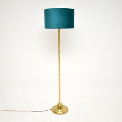 1960's Vintage French Brass Rope Twist Floor Lamp