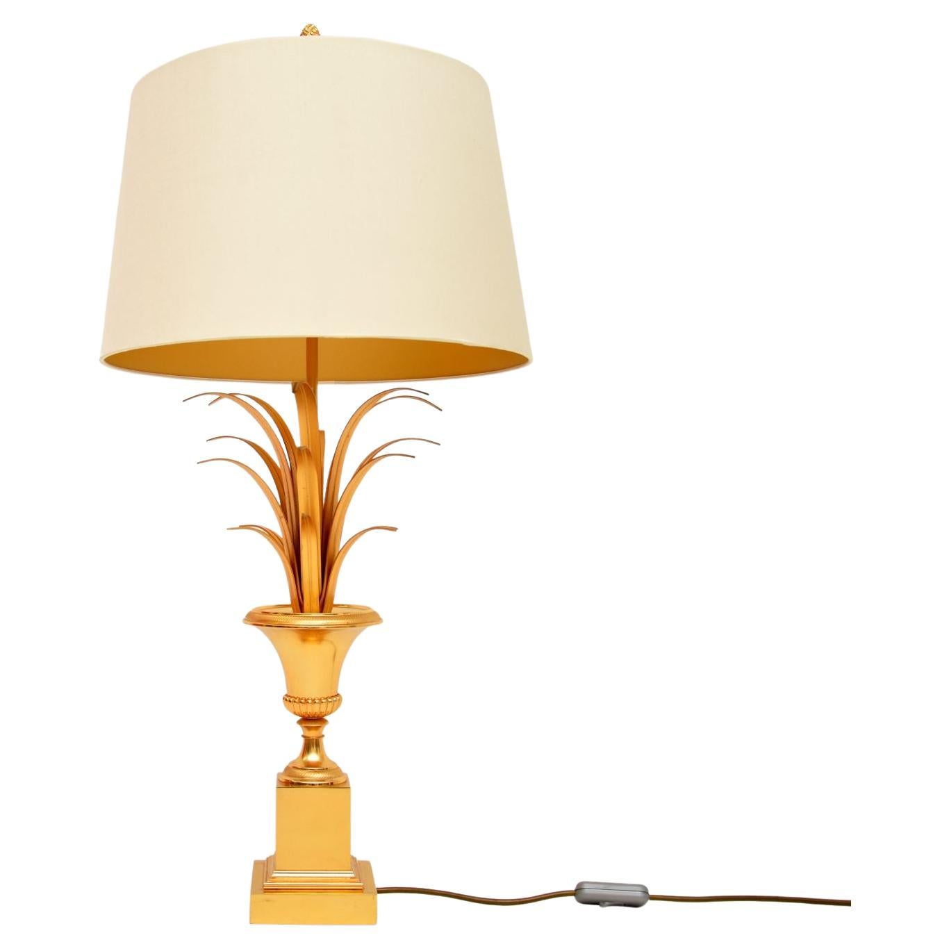 Straw Marquetry and Brass French Table Lamp For Sale at 1stDibs