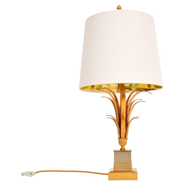 1960s Vintage French Brass Table Lamp For Sale at 1stDibs