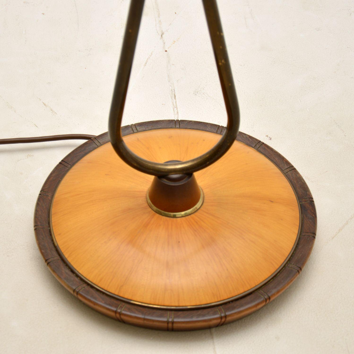 1960s Vintage French Brass & Walnut Floor Lamp For Sale 2