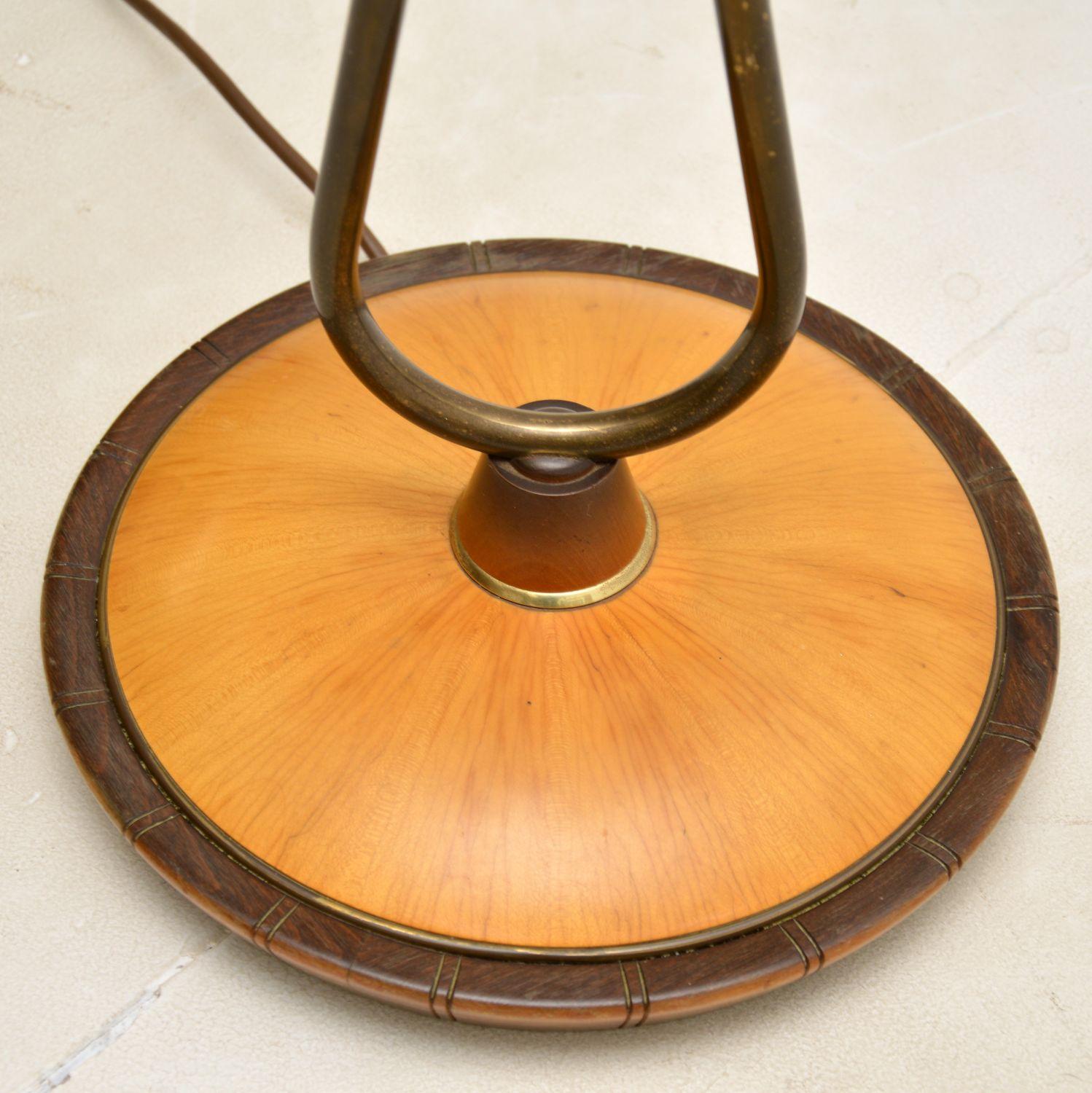 1960s Vintage French Brass & Walnut Floor Lamp For Sale 3