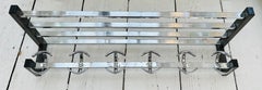 1960s Vintage French Chrome & Grey Coated Metal Wall Hanging Hat And Coat Rack