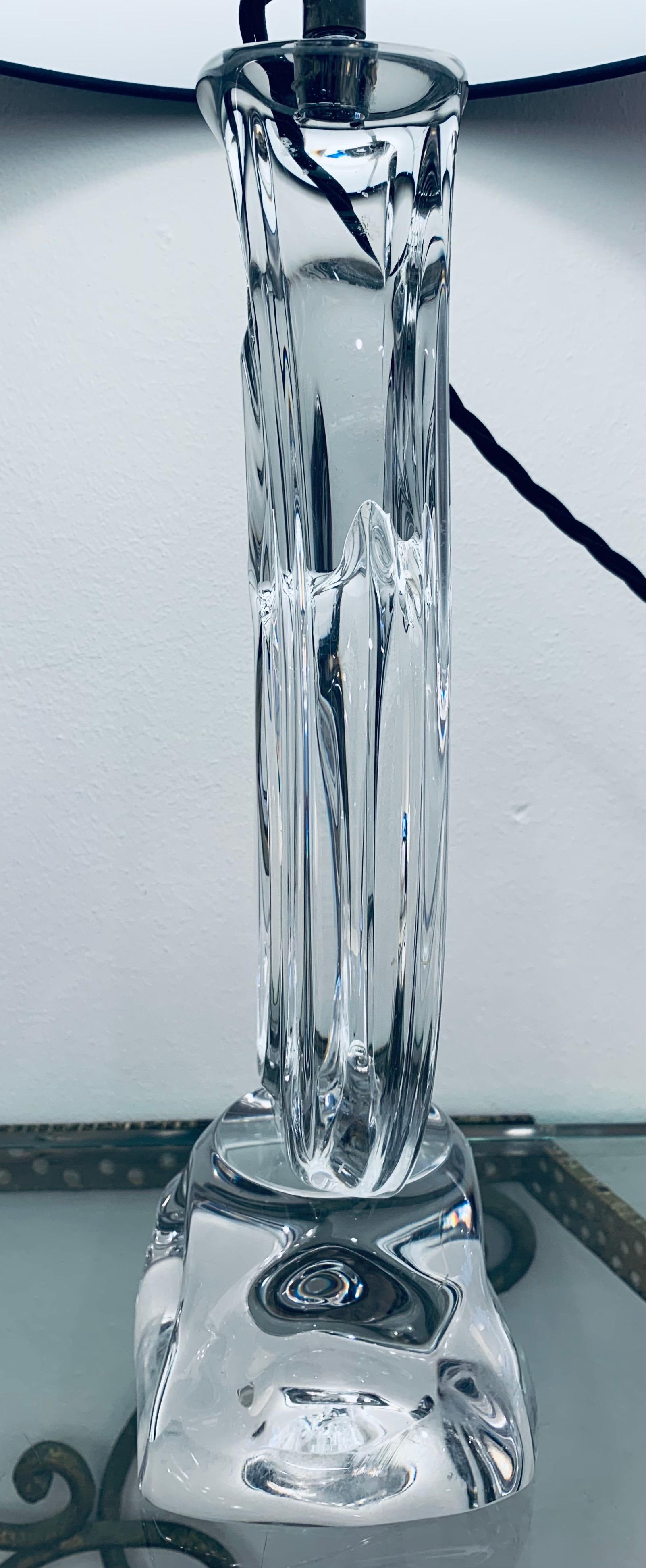 1960s Vintage French Daum Crystal Glass Table Lamp, Lynx Model 73, Signed For Sale 4