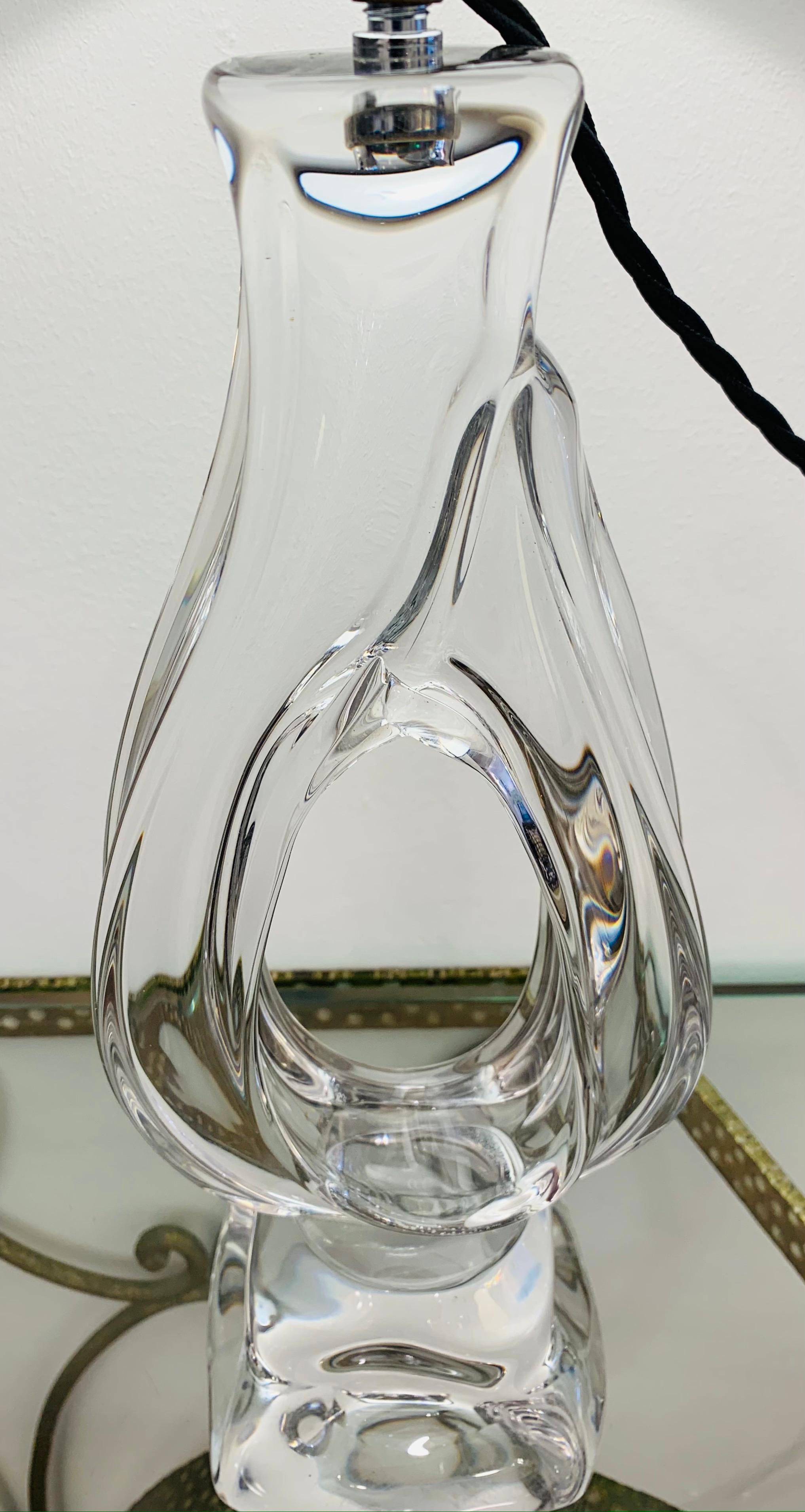 1960s Vintage French Daum Crystal Glass Table Lamp, Lynx Model 73, Signed For Sale 7
