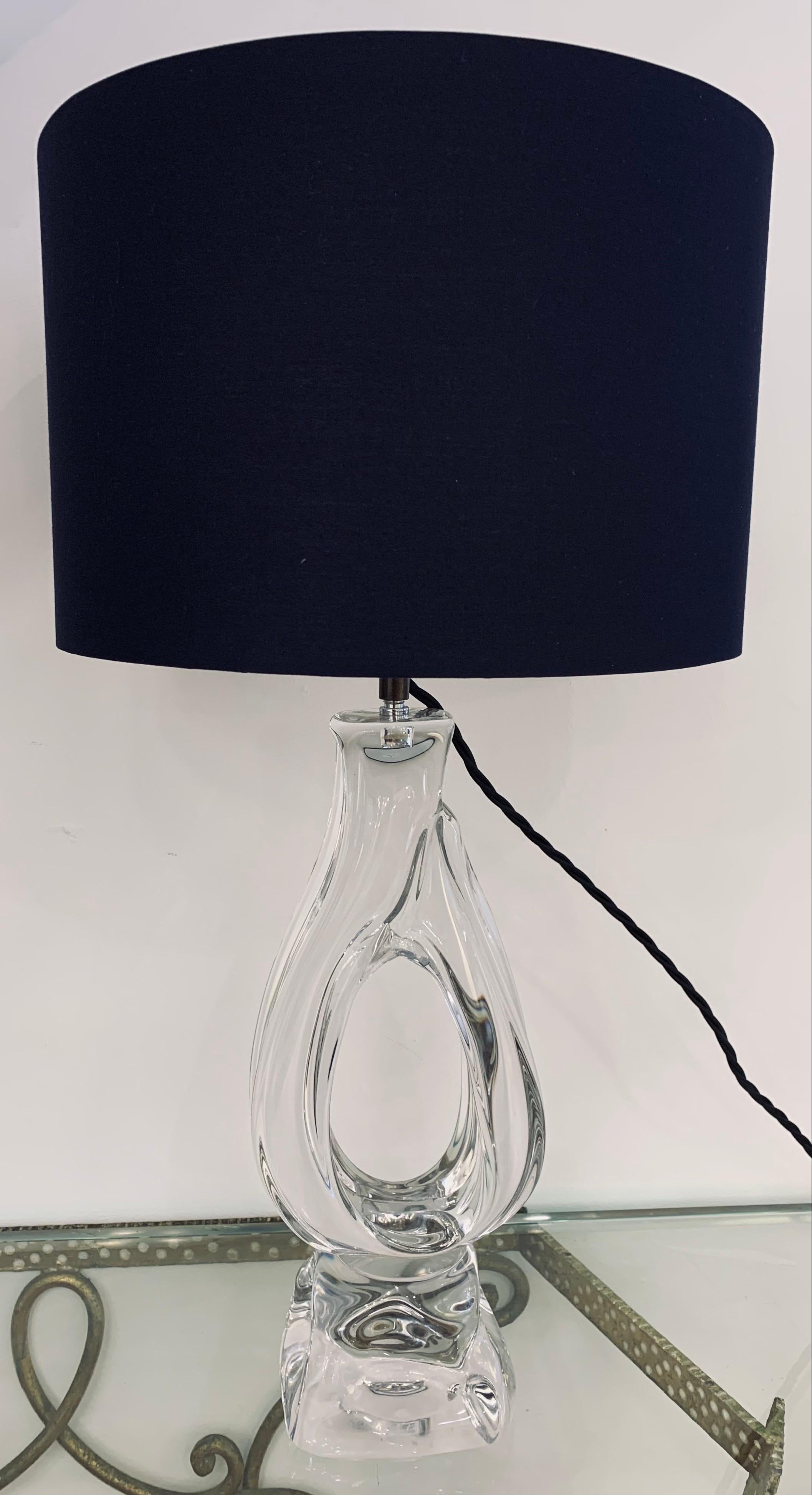 1960s Vintage French Daum Crystal Glass Table Lamp, Lynx Model 73, Signed For Sale 10