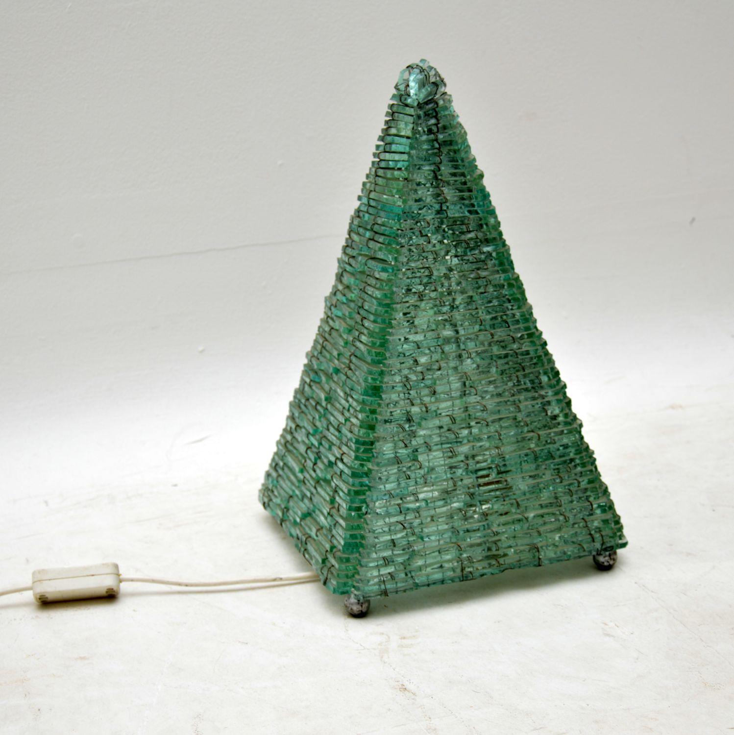 1960s Vintage French Glass Pyramid Table Lamp 1