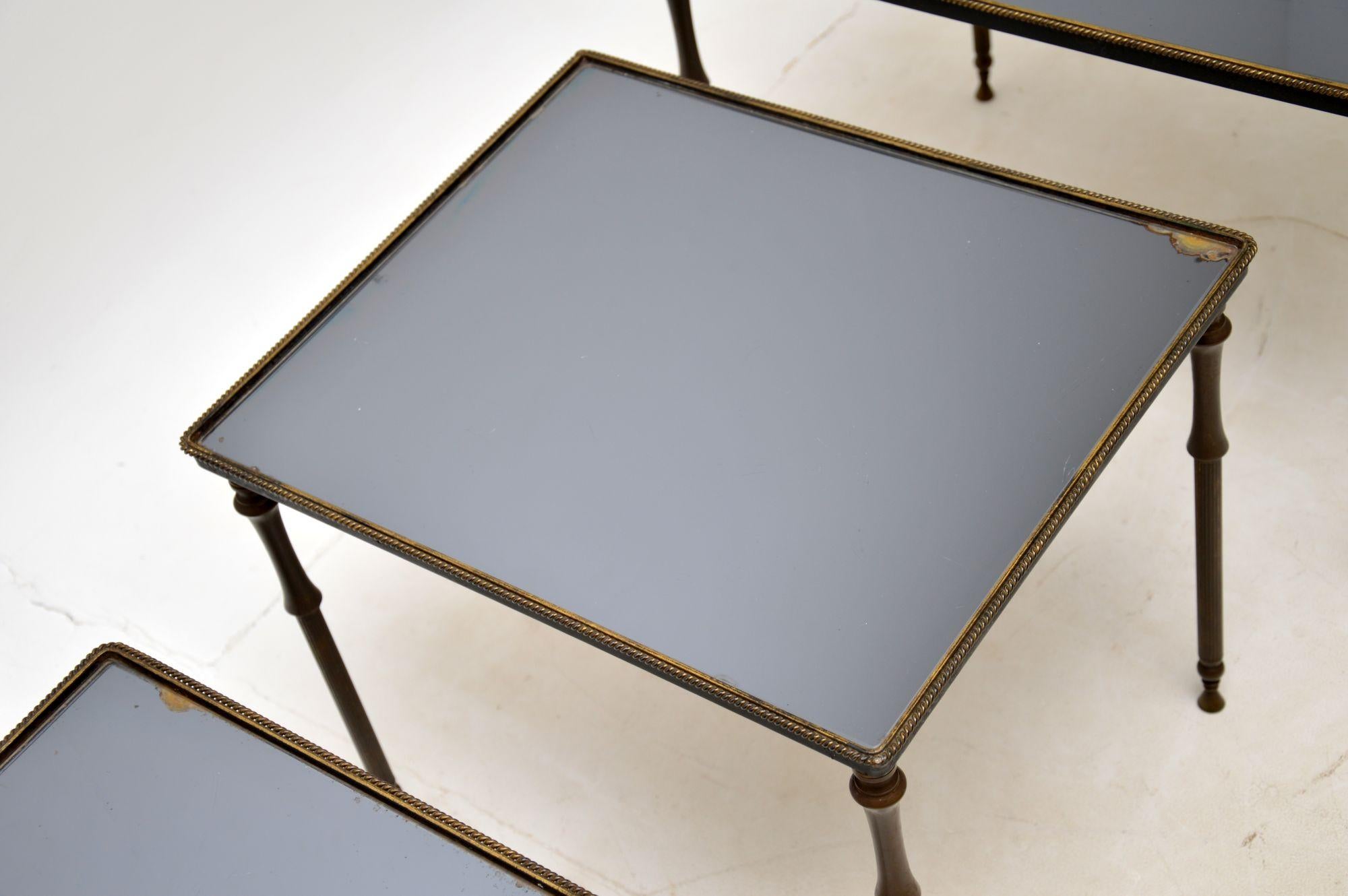 1960s Vintage French Mirrored Brass Nest of Tables For Sale 2