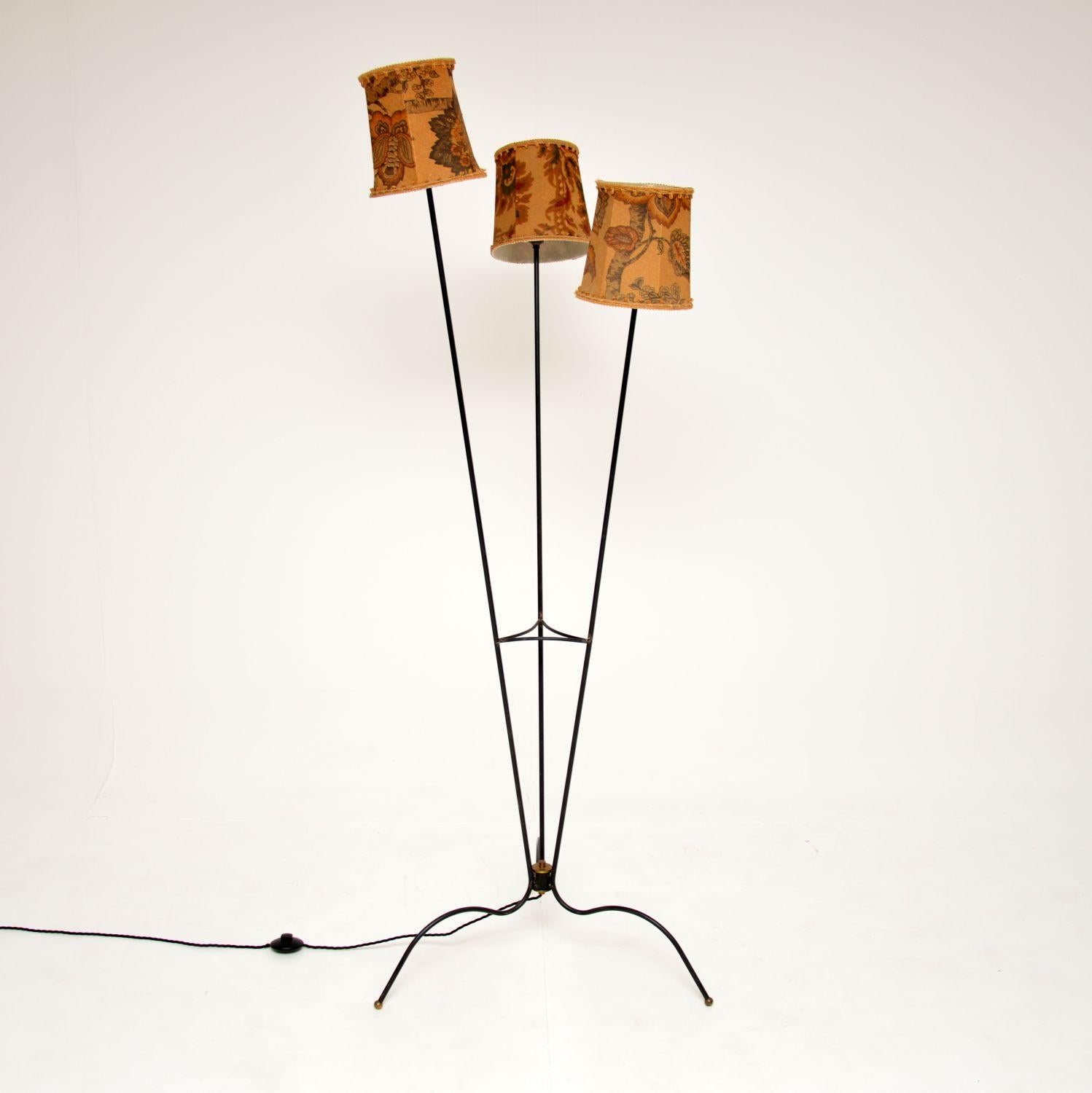 1960's Vintage French Triple Headed Floor Lamp In Good Condition In London, GB