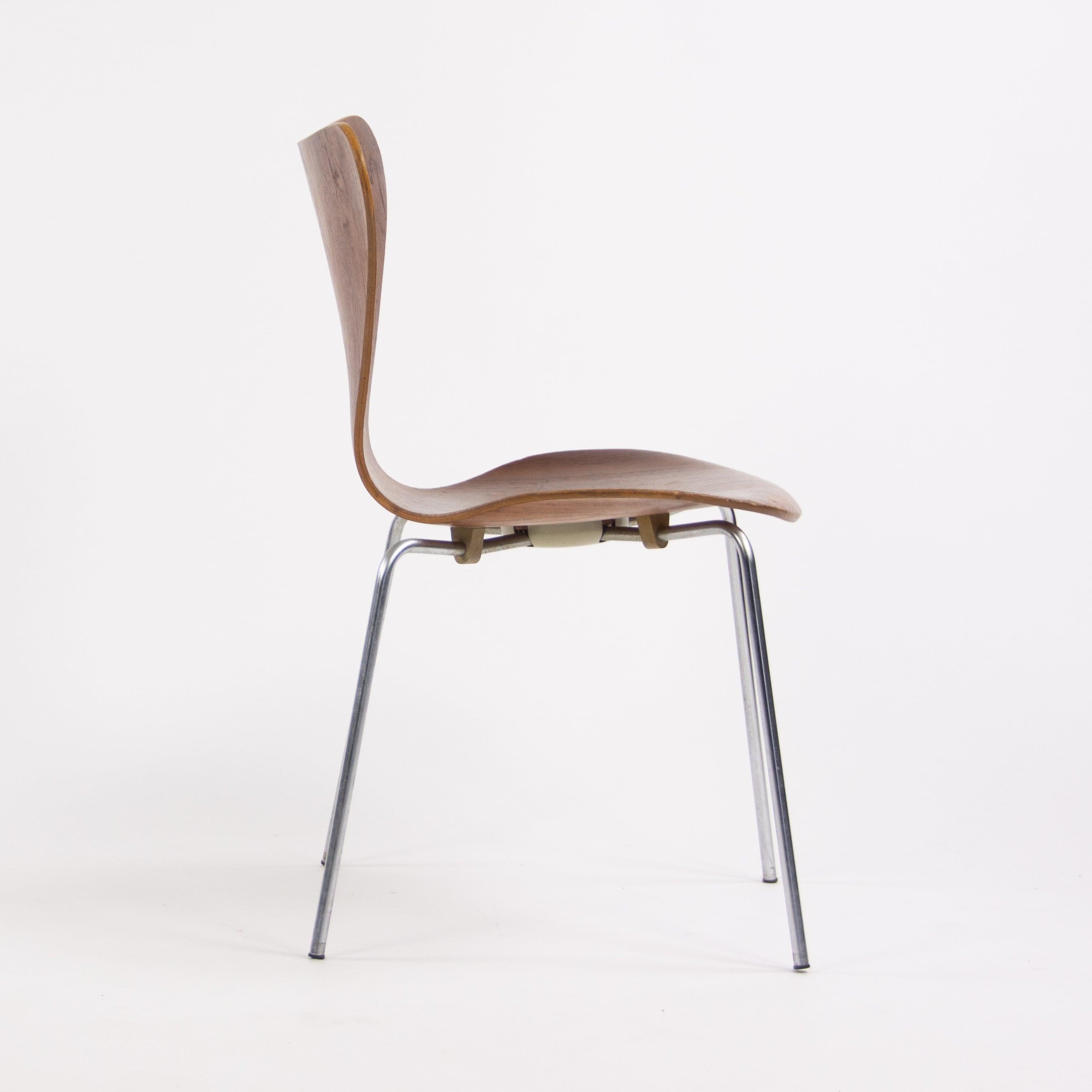 1960's Vintage Fritz Hansen Set of 4 Teak Arne Jacobsen Series 7 Dining Chairs For Sale 1