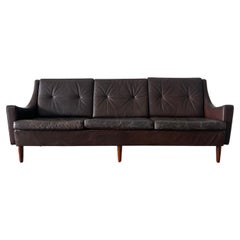 1960s Vintage Georg Thams Danish Leather and Rosewood Sofa