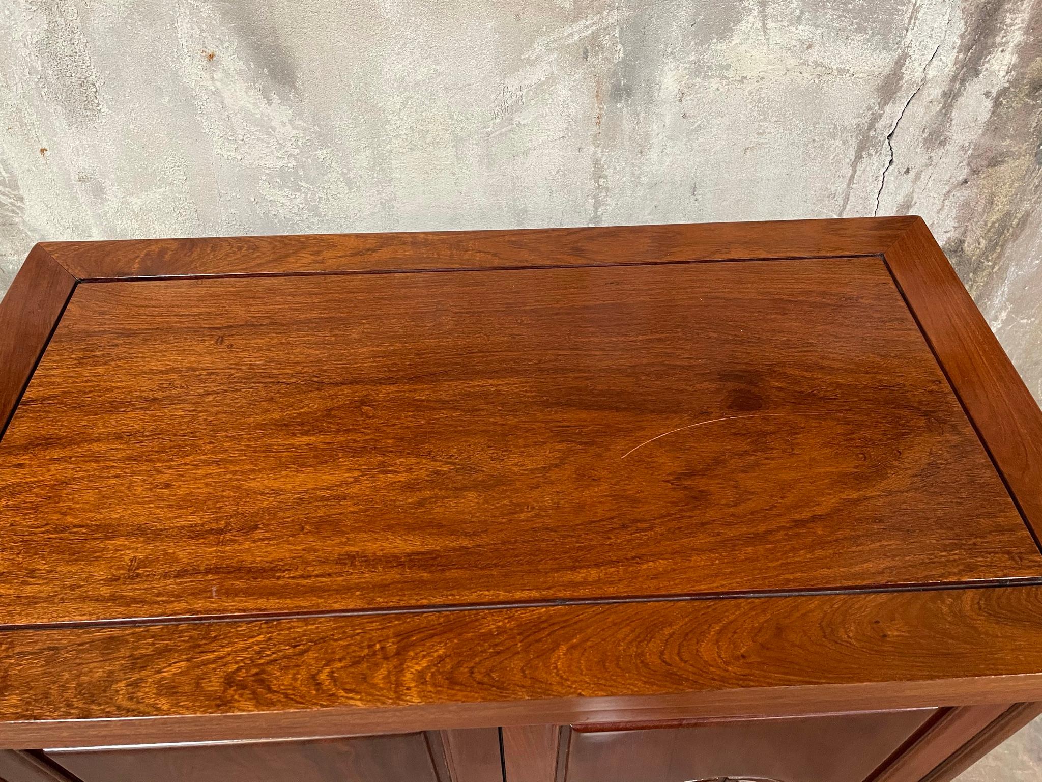 1960s George Zee Rosewood Chinoiserie Flip Top Bar Server For Sale 1