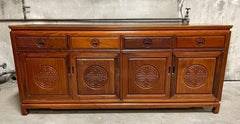 1960s Vintage George Zee Solid Teak Hollywood Regency Buffet Credenza