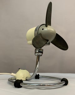 1960s Vintage German AS Industrial Directional Chrome Rubber & Metal Desk Fan