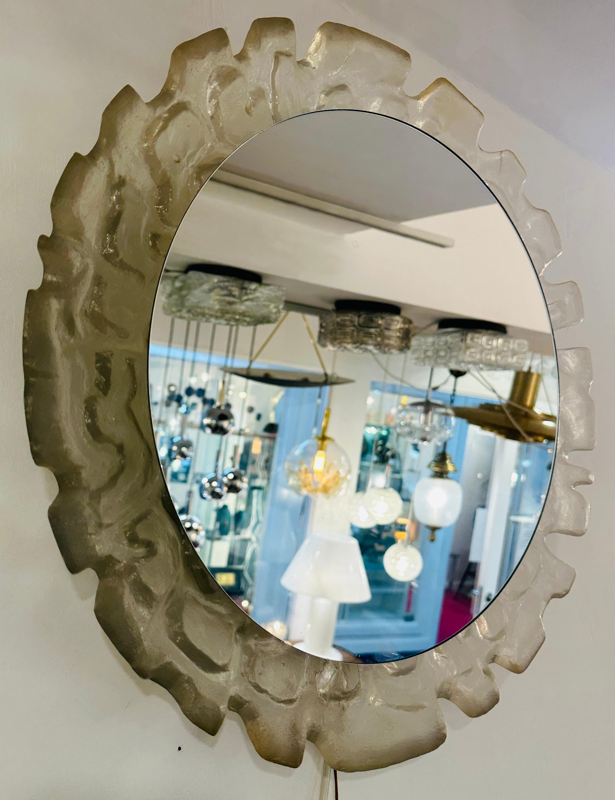 Beleuchteter runder deutscher Lucite-Glas-Wandspiegel im Vintage-Stil, Erco-Stil, 1960er Jahre 3