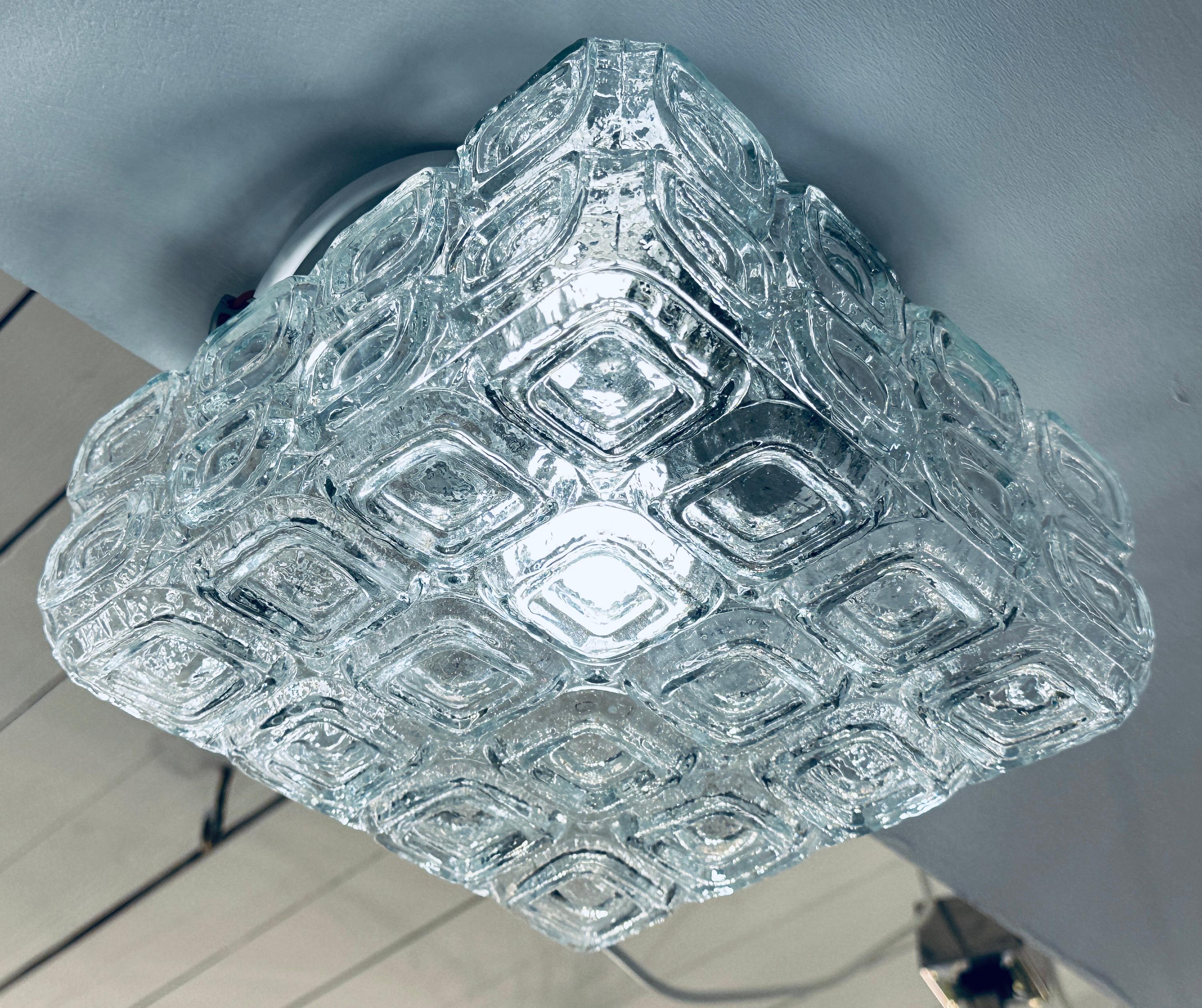 1960s Vintage German WILA Geometric Clear Glass Flush Mount or Wall Light For Sale 7
