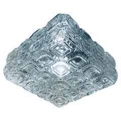 1960er Jahre Vintage Deutsch WILA Geometrische Klarglas Flush Mount oder Wandleuchte