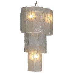 1960s Vintage Glass and Brass Chandelier