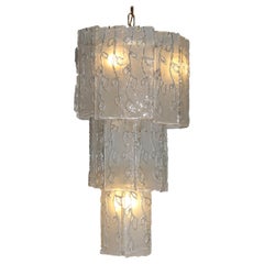 1960s Vintage Glass and Brass Chandelier