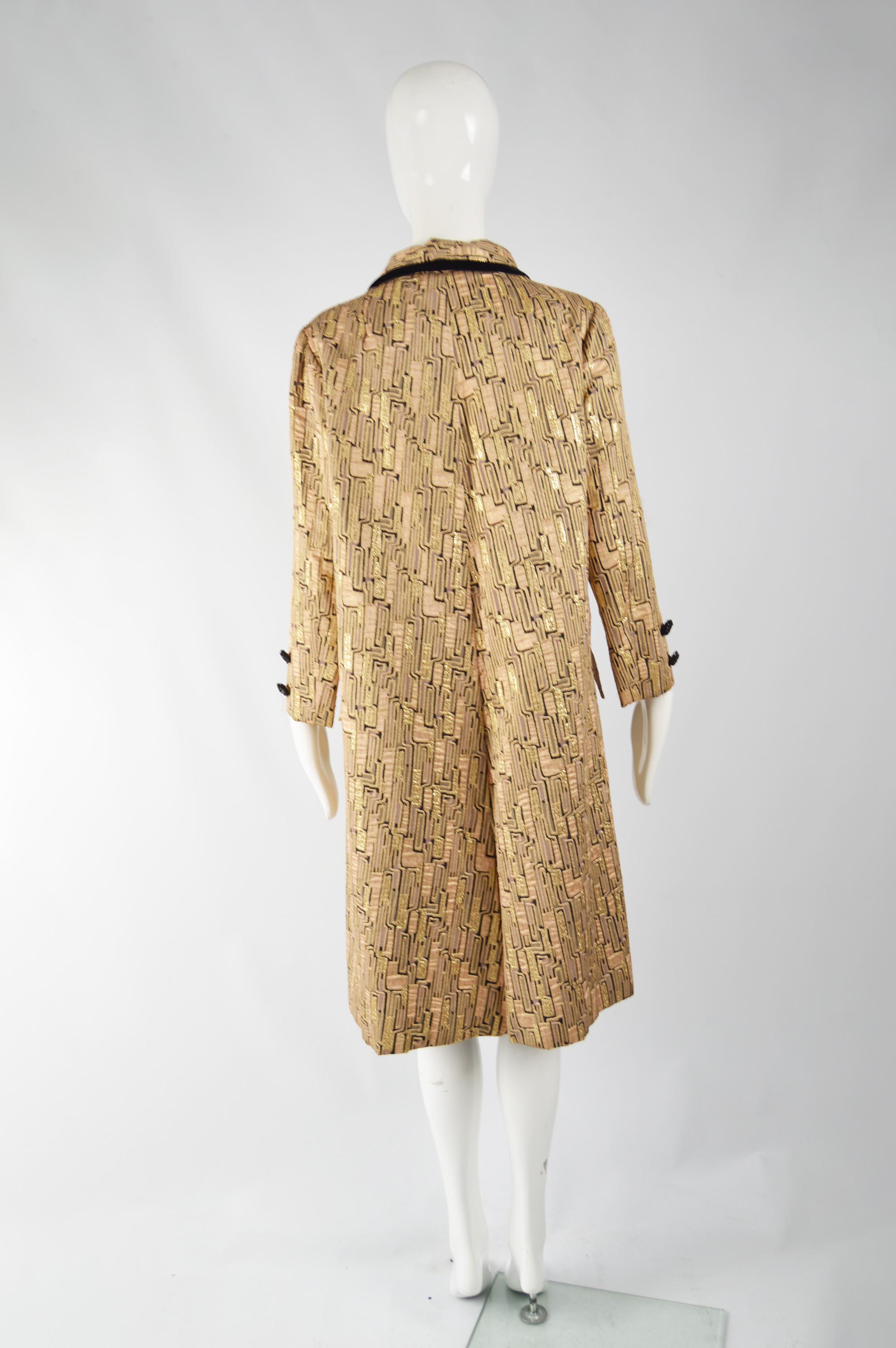 1960s Vintage Gold Brocade Evening Coat For Sale 1
