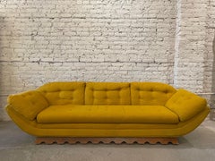 1960s Vintage Gondola Sofa in the Manner of Adrian Pearsall with Scalloped Base